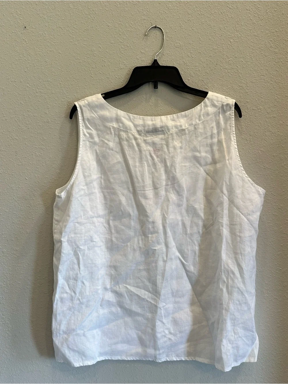 Amelline 100% Linen White Sleeveless Tank Top Blouse Size XL Coastal Core - Picture 2 of 4